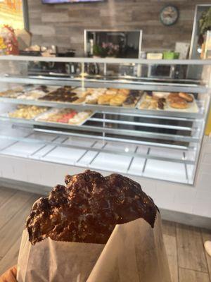 Quite possibly the biggest apple fritter I've ever seen! Big chunks of apple!