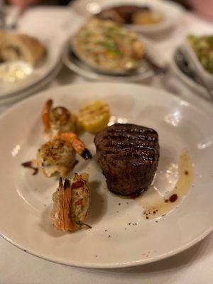 8oz FILET MIGNON - 8 OZ. CRAB-STUFFED SHRIMP