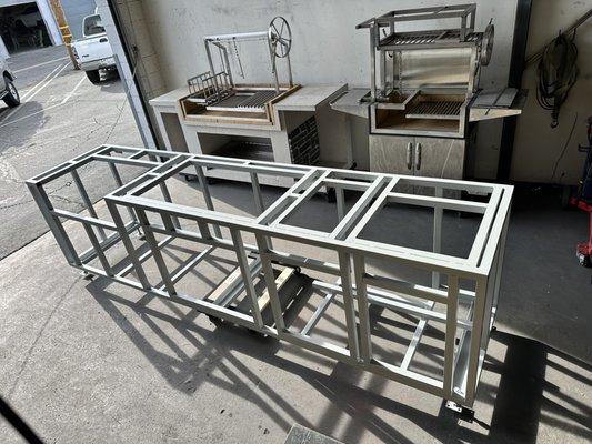 Custom handmade, heavy duty made in USA Outdoor kitchen island, framing, painted, ready to go