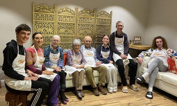 Our family getting ready for an amazing evening of fun and great Indian food.