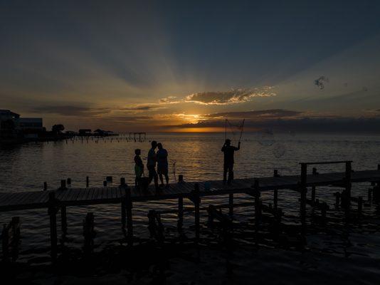 Bubble man and the sunset on Mobile Bay...