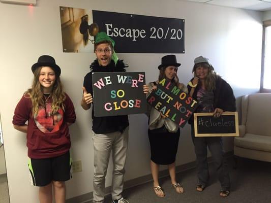 We didn't get out in time! Only three whole clues away!