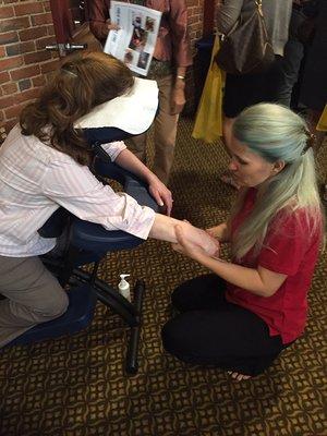 Chair massage at the chamber business expo.