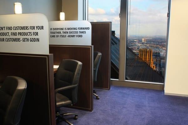 Some of our employee workstations! We stay positive at MD Media Co. if you can't tell from our quotes.