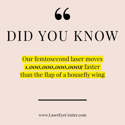 Our Femtosecond laser moves 1,000,000,000x faster than the flap of a housefly wing.