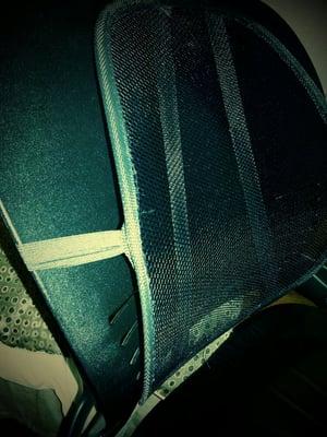 Great deal on MESH BACK SUPPORT for only $1.  Fits perfectly over our Steelcase Leather chair!  Sweet.