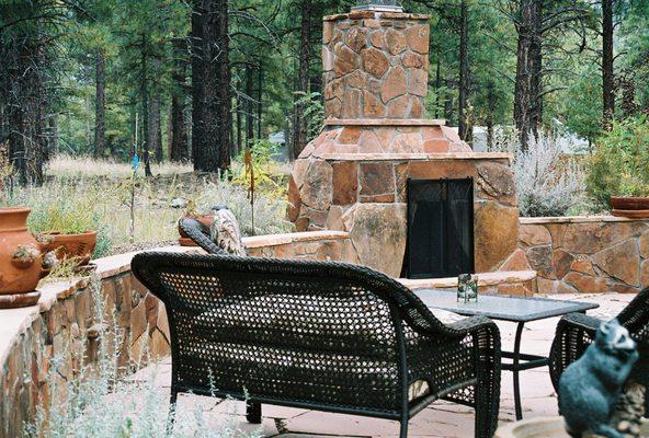 moss rock fireplace