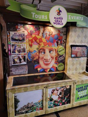 Booths inside about Mardi Gras World