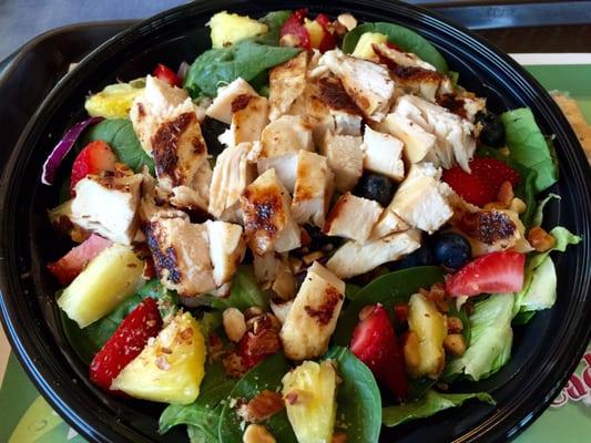 Strawberry grilled chicken salad, really good for just $4.99.