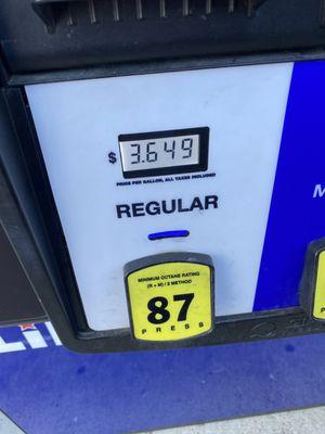 $3.64/gal regular as of 23AUG2023