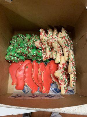 Christmas cookies for my friend to share with the medical staff while he is in the hospital.