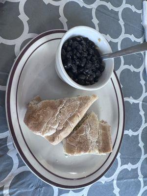 Cuban sandwich  with rice  and beans