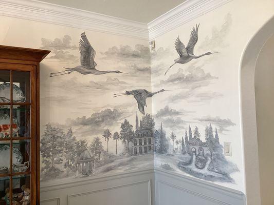 Dining Room Flying Storks Mural