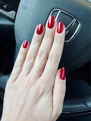 Natural nail, regular polish.