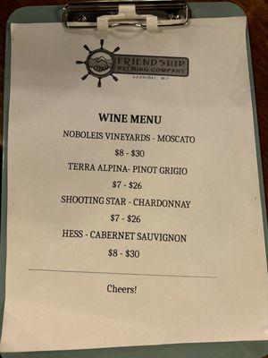 Wine Menu