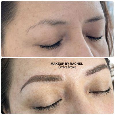 Ombré soft power eyebrows before and after