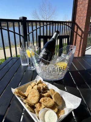 Fried Pickles and mimosa flight