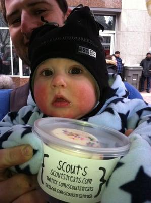 Little man but a BIG fan of Scout's cupcakes!