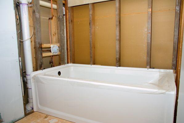 Bathroom demolition completed and ready for remodel.