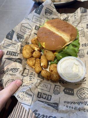 Single cheeseburger with cheese curds