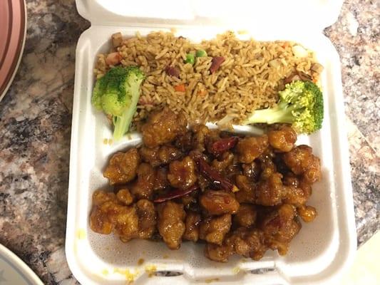 General Tso's with pork fried rice.