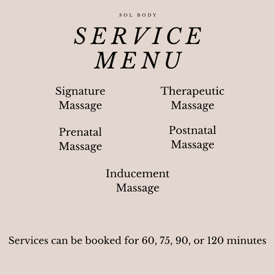 Massage Service Menu