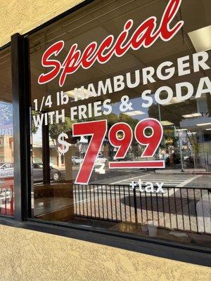 Burger special $7.99