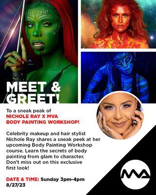 Complimentary Body painting sneak peek with Nicole Ray artistry offered to our beloved students!  Join us MVA.LA