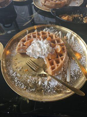 Peach Cobbler chicken and waffles