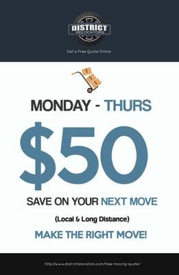 SAVE MONEY MONDAY TO THURSDAY