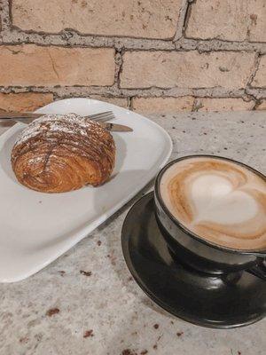 Vanilla latte and a chocolate croissant!