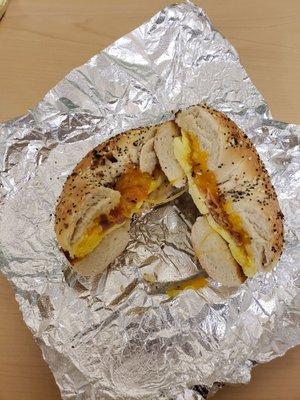 Everything bagel with bacon, egg n cheese.  #4.