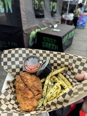 fried basa and garlic fries