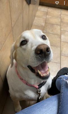 Cali waiting for Dr. Long to help make her feel better.