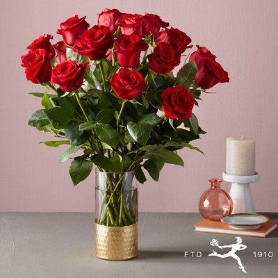 Double Dozen Red Roses in a vase