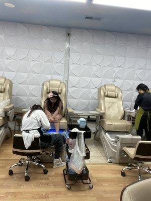 Getting pedicure and minicure