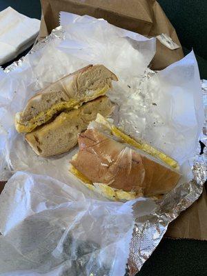 Eggs on a bagel