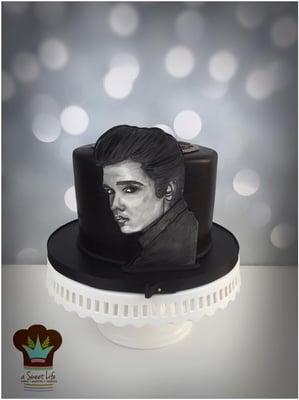 Hand-Painted Edible Portrait for a devout Elvis fan on his milestone 50th.