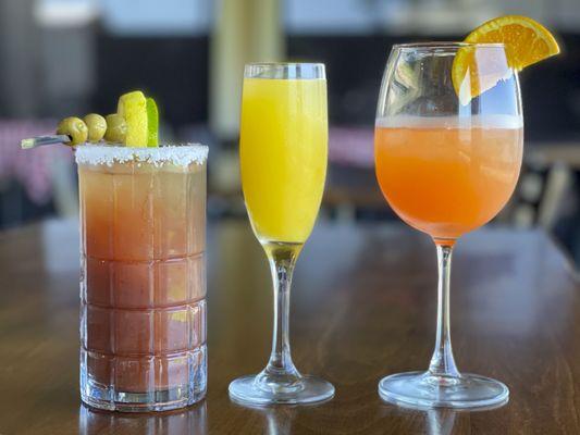 Brunch Drinks! Bloody Mary, Mimosa and an Aperol Betty. Sundays 11-2