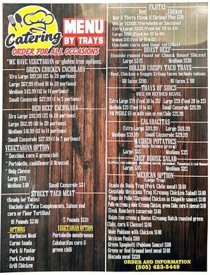 Our Catering Menu