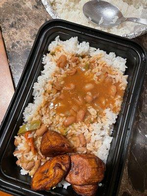 White Rice & Beans with Sweet Plantains