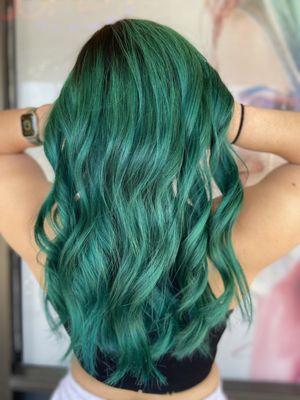 Teal green hair color