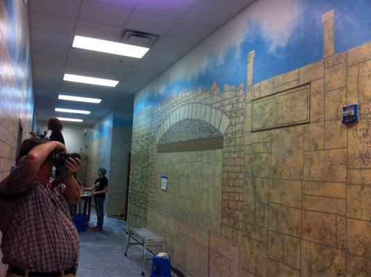 Walls of Jerusalem Mural in progress