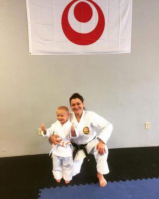 My cousin and I after he earned his first colored karate belt.