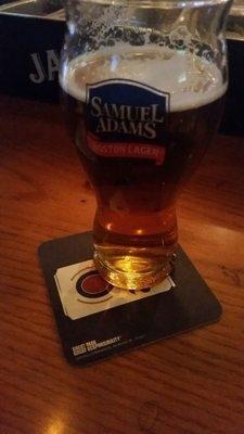 Got a nice Sam Adams, try the buffalo wings!