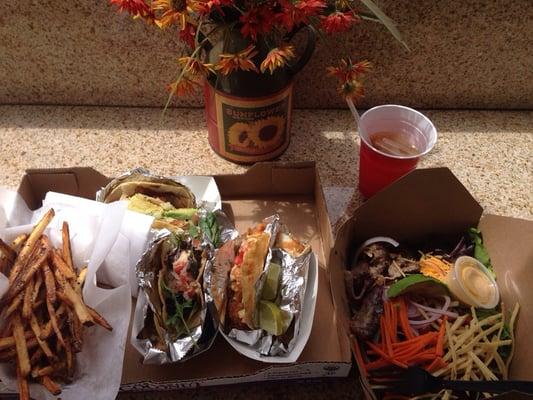 Hand cut fries, tacos, taco salad