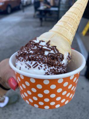 Vanilla Cone with Chocolate Sprinkles