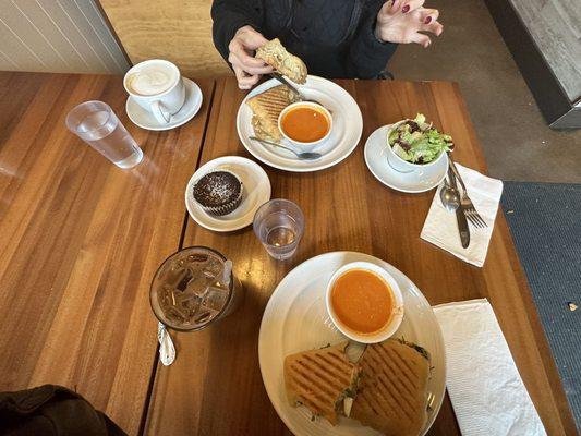 Grilled cheese and soup.