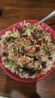 Shredded pork burrito bowl