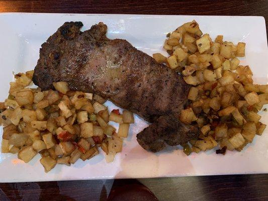 Steak and eggs, minus the eggs, plus extra potatoes.